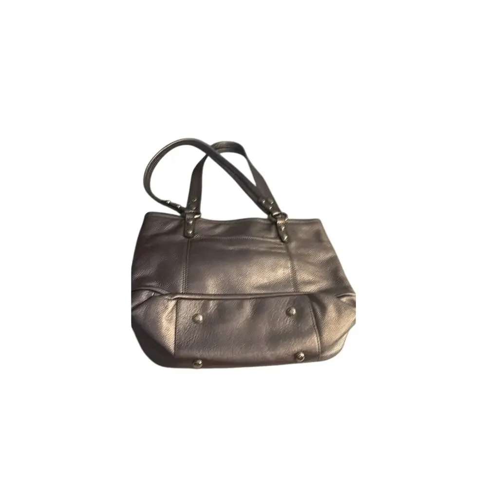 Women’s B. Makowsky Metallic Silver Leather Tote